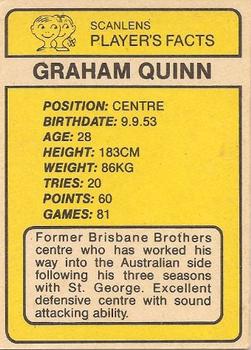 1981 Scanlens #100 Graham Quinn Back